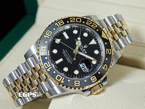 ROLEX 勞力士 GMT-Master II 蠔式 格林威治型 126713GRNR 灰黑雙色陶瓷錶圈 皮蛋圈 126713 GRNR 18K黃金 半金款 兩地時間 2025年保卡 紀念型（Jubilee）五銖錶帶 自動上鍊 40mm
