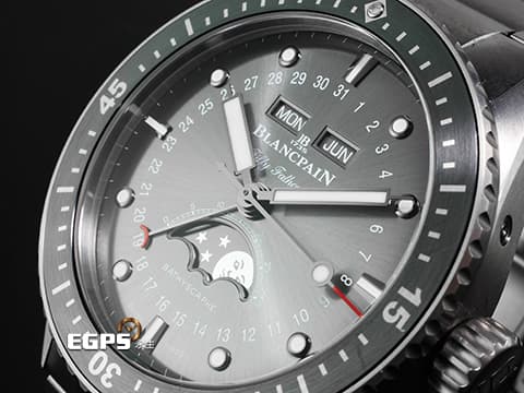 BLANCPAIN 寶鉑 Fifty Fathoms Bathyscaphe 五十噚 5054 1210 98S 鈦金屬材質 全日曆 月相顯示  2025年保卡  潛水錶 自動上鍊 43mm