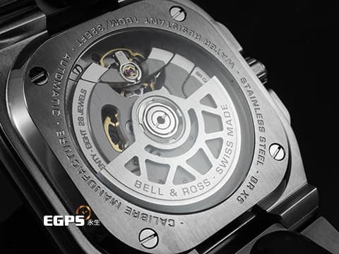 Bell &amp; Ross 柏萊士 Urban系列 BR-X5 ICE BLUE STEEL&nbsp;冰藍色面盤 動力儲存顯示&nbsp;不鏽鋼材質&nbsp;2025年保卡&nbsp;自動上鍊 41mm