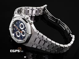 Audemars Piguet AP錶 愛彼錶 Royal Oak  皇家橡樹 26300ST.OO.1110ST.07 <font color="#0582f5">藍色面盤 </font><font color="#fd9330">橘色秒針、計時指針、刻度</font>&nbsp;計時碼錶 不鏽鋼材質 鍊帶款 自動上鍊 39mm