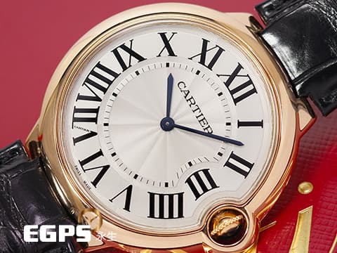 CARTIER 卡地亞 Ballon Bleu Extra-Flat 經典 藍氣球 W6920083 超薄&nbsp;藍色尖晶石錶冠 藍鋼指針&nbsp;銀白色雕紋面盤&nbsp;大型款 玫瑰金材質 手上鍊&nbsp;40mm