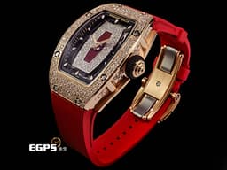 RICHARD MILLE 理查德•米勒 RM&nbsp; RM07-01<font color="#FF0000">&nbsp;</font><font color="#fdefc9">紅唇 18K玫瑰金材質 原廠鑲嵌鑽石面盤、錶圈、錶扣</font><font color="#FF0000">&nbsp;</font><font color="#05f0f0">錶腹鑲嵌宛如雪花般的頂級鑽石</font><font color="#FF0000"> 2025年保單&nbsp;</font>自動上鏈 45.66 x 31.40mm