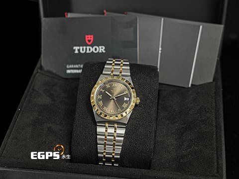 TUOR 帝舵 Royal  皇家系列 28403-0008&nbsp;巧克力棕色太陽紋面&nbsp;18K黃金 半金款 28403 半金腕錶超值首選款&nbsp;2026年新式保卡 自動上鍊 34mm