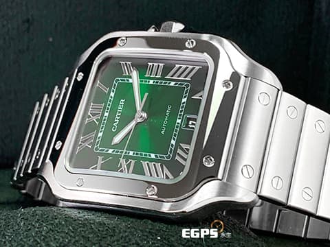 CARTIER 卡地亞 Santos de Cartier 山度士 WSSA0062 漸層綠色錶盤 大型 不鏽鋼 2026年保卡 最新QuickSwitch錶帶更換系統&nbsp;自動上鍊 39.8mm