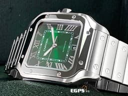 CARTIER 卡地亞 Santos de Cartier 山度士 WSSA0062 <font color="#7dd146">漸層綠色錶盤</font> 大型 不鏽鋼 <font color="#FF0000">2026年保卡 最新QuickSwitch錶帶更換系統&nbsp;</font>自動上鍊 39.8mm