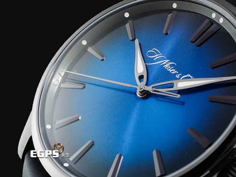 H.MOSER &amp; CIE 亨利慕時 PIONEER CENTRE SECONDS 開拓者 3200-1205 DLC鍍黑不鏽鋼材質 電光藍fumé煙燻面盤  2023年保單卡&nbsp;大三針 自動上鍊 42.8mm