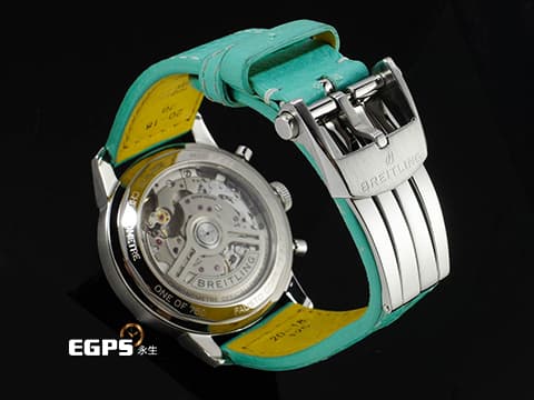 BREITLING 百年靈 Top Time B01系列 Fausto Coppi AB01768A1A1X1 不鏽鋼材質 綠松石色小錶盤&nbsp; 橙色閃電形秒針&nbsp;自製B01機芯 2025年保單 限量750支 自動上鍊 41mm