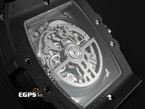 Hublot 宇舶 Spirit of Big Bang Titanium Blue 大爆炸 靈魂系列 641.CI.0173.RX 黑色陶瓷錶圈、鏤空面盤&nbsp;酒桶型 鈦金屬材質 2019年保卡&nbsp;自動上鍊 42mm