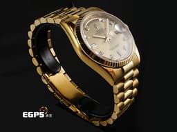 ROLEX 勞力士 Oyster Perpetual DAY-DATE 118238 蠔式 星期日曆型 18K黃金材質 <font color="#ff0000">經典紅蟳</font>&nbsp;&nbsp;<font color="#fafa01">香檳金色面盤 原廠鑲嵌鑽石時標</font><font color="#ff0000"> 配件齊全 保有部分原廠膠膜 未整理一手錶</font>&nbsp;自動上鍊 36mm