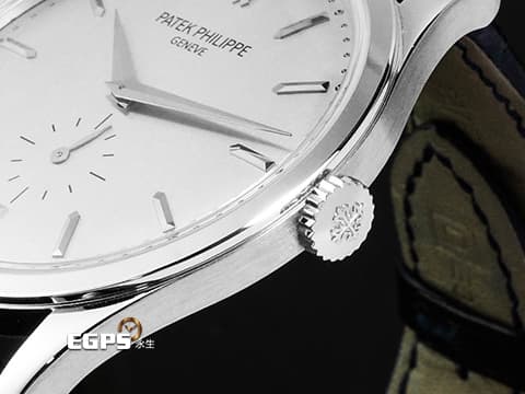 PATEK PHILIPPE 百達翡麗 PP CALATRAVA 經典的小三針款式系列 5196G-001 18K白金材質 銀灰色紋路面盤&nbsp;台灣公司貨 手動上鏈&nbsp;37mm