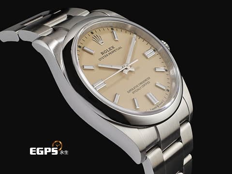ROLEX 勞力士 Oyster Perpetual 36 蠔式恆動型 126000 米色 奶茶色面盤&nbsp;經典 OP36 大三針 不鏽鋼材質&nbsp;2026年保卡 自動上鍊 36mm