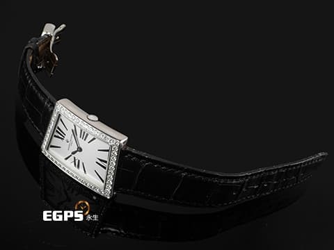 VACHERON CONSTANTIN 江詩丹頓 1972  系列 37510/000G 18K白金材質 銀色拉絲面盤 原廠鑲嵌鑽石錶圈 26 x 36.5mm