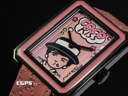 CHANEL 香奈兒 BOY·FRIEND BLUSH H10281 黑色塗層不鏽鋼材質&nbsp;<font color="#fbb1cf">香奈兒女士肖像和粉紅色圖騰面盤 粉色菱格紋圖騰小牛皮錶帶</font><font color="#FFff00">&nbsp;</font><font color="#ff0000">2025年保卡&nbsp;</font>石英機芯 27.9 x 21.5mm