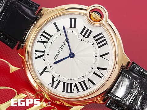 CARTIER 卡地亞 Ballon Bleu Extra-Flat 經典 藍氣球 W6920083 超薄&nbsp;藍色尖晶石錶冠 藍鋼指針&nbsp;銀白色雕紋面盤&nbsp;大型款 玫瑰金材質 手上鍊&nbsp;40mm