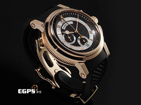 BREGUET 寶璣 Marine Big Date 航海系列 航海家 5827BR/Z2/5ZU 銀白色雕紋面盤&nbsp;大日期顯示窗、飛返計時功能&nbsp;整支重約4.87兩&nbsp;自動上鍊 42mm