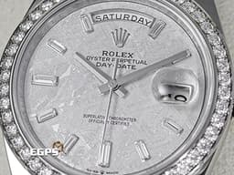ROLEX 勞力士 DayDate 40 蠔式 星期日曆型 228349RBR <font color="#77ebf3">Met Meteorite 隕石面盤 梯鑽時標&nbsp;原廠鑽圈</font> 228349RBR 經典 DD40 18K白金材質&nbsp;<font color="#FF0000">2026年保單 元首型（President）錶帶 總統帶&nbsp;</font>自動上鍊<font color="#FF0000">&nbsp;</font>40mm