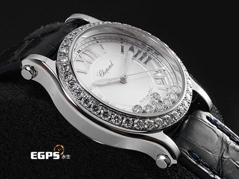 CHOPARD 蕭邦 Happy Sport 快樂鑽 278559-3003 不鏽鋼材質 原廠7顆圓形跑鑽 原廠鑲嵌鑽石錶圈 2018年保單 自動上鍊 36mm
