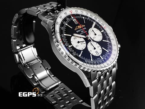 BREITLING 百年靈 Navitimer B01 Chronograph 46 航空計時 AB01372 AB0137211B1A1 不鏽鋼材質 計時碼表 黑色熊貓面盤 2025年保單 經典環形飛行滑尺 百年靈自製01機芯 自動上鍊 46mm