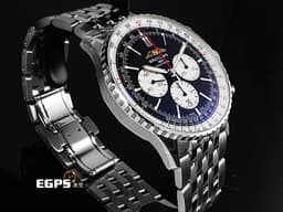 BREITLING 百年靈 Navitimer B01 Chronograph 46 航空計時 AB01372 AB0137211B1A1 不鏽鋼材質 計時碼表 <font color=#9fdbe9>黑色熊貓面盤</font> <font color=#FF0000>2025年保單 經典環形飛行滑尺 百年靈自製01機芯</font> 自動上鍊 46mm