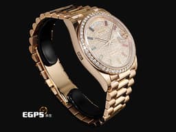 ROLEX 勞力士 DAYDATE 36 星期日曆型 128345RBR 18K永恆玫瑰金材質 <font color="#05f0f0">停產絕版款</font>&nbsp;<font color="#05f0f0">原鑲滿天星鑽石面盤、鑽石錶圈</font>&nbsp;<font color="#f771f9">彩虹漸變色寶石時標</font>&nbsp;<font color="#FF0000">2020年新式保卡 保有原廠膠膜 珍藏未使用品</font>&nbsp;自動上鏈 36mm