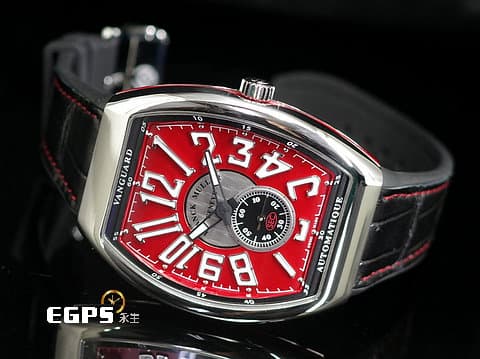 Franck Muller 法蘭穆勒 FM錶 Vanguard系列 Slim Vintage V41 酒紅色面盤&nbsp;V41SS6AT 酒桶型 小秒針 不鏽鋼 最新款 2025年保單 自動上鍊 41mm