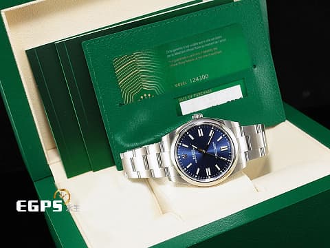 ROLEX 勞力士 Oyster Perpetual 41 蠔式恆動型 124300 亮藍色面盤 柱狀時標 經典 OP41 不鏽鋼 2022年保卡 自動上鍊 41mm
