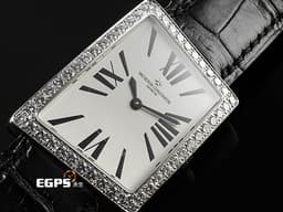 VACHERON CONSTANTIN 江詩丹頓 1972  系列 37510/000G 18K白金材質 <font color="#05f0f0">銀色拉絲面盤 原廠鑲嵌鑽石錶圈</font> 26 x 36.5mm