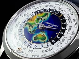 Patek Philippe 百達翡麗 PP錶 Complications 複雜功能時計 World Time 5231G-001 18K白金材質&nbsp;<font color="#0080FF">大明火掐絲琺瑯錶面（東南亞與大洋洲）</font><font color="#0582f5">世界時區、24小時、日夜顯示</font>&nbsp;<font color="#FF0000">2022年保單 僅試戴收藏極新品</font>&nbsp;自動上鍊 38.5mm