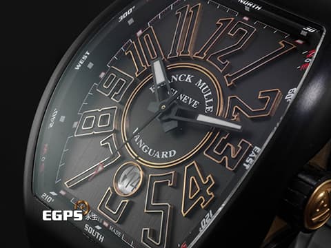 FRANCK MULLER 法蘭穆勒 Vanguard系列 V45 SC DT TT NR BR 5N  鍍PVD不鏽鋼&amp;玫瑰金材質 灰色拉絲直條紋面盤 2025年保單 酒桶型 自動上鍊 44x54mm