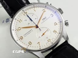 IWC 萬國 Protuguese 大葡萄牙 IW371445 計時碼表 <font color="#fff0a3">白色面盤 金色指針時標</font> <font color="#ff0000">2018年保卡</font> 自動上鍊 41 mm