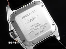 CARTIER 卡地亞 Santos 100 山度士 中型&nbsp;<span style="color: rgb(255, 0, 0);">鑲鑽錶圈</span>&nbsp;經典羅馬數字時標 大三針 自動腕錶 36mm