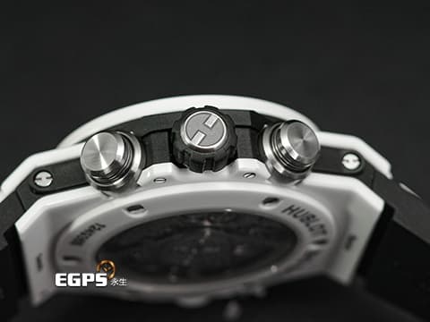 HUBLOT 宇舶 Big Bang Unico 45 White Ceramic 大爆炸 411.HX.1170.RX 白陶瓷&nbsp;&nbsp;鏤空面盤 三日鍊 飛返 計時碼錶&nbsp;2019年台灣公司貨&nbsp;自動上鍊 45mm