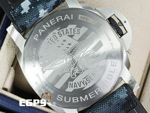PANERAI 沛納海 Submersible GMT Navy SEALs PAM01323 漸層灰面盤 PAM1323 兩地時間 小秒針 三日鍊 不鏽鋼 2022年保卡 潛水錶 自動上鏈 44mm