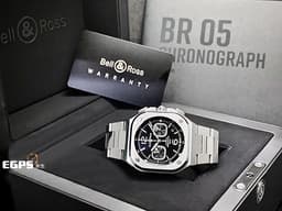 BELL&ROSS 柏萊士  BR 05 CHRONO 系列 BLACK STEEL BR05C-BL-ST/SST 不鏽鋼 黑面<font color=#FF0000>不鏽鋼 黑面 計時碼錶 2024年保單 台灣公司貨</font> 白色夜光指針及時標 大三針 自動上鍊 42mm