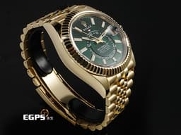 ROLEX 勞力士 Sky-Dweller 336938 天行者 18K黃金材質 <font color="#6af66d">年曆錶 2025年最新款式 亮綠色面盤天行者</font><font color="#FF0000">&nbsp;紀念型（Jubilee）五銖錶帶</font> 自動上鍊 <font color="#FFFF33"></font> 42mm