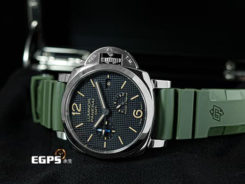 PANERAI 沛納海 Luminor 1950 3 Days GMT Power Reserve PAM01537 巴黎釘紋飾面盤 菸草色夜光時標 菸草面 兩地時區 三日鍊 動力顯示 藍色小秒針&nbsp;PAM1537 不鏽鋼&nbsp;2018年保卡&nbsp;自動上鏈 42mm