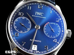 IWC 萬國錶 Portuguese 7 Day Power Reserve 葡萄牙 七日鍊 IW500710&nbsp;<font color="#1479e6">藍色面盤</font> 不鏽鋼 小秒針 動能儲存 大葡萄牙&nbsp;<font color="#FF0000">經典比勒頓上鍊系統 啄木鳥機芯 </font>自動上鍊 42.3mm