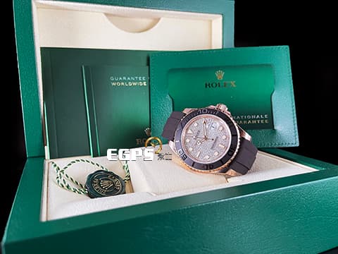 ROLEX 勞力士 Yacht-Master 126655 遊艇名仕 永恆玫瑰金材質 黑色陶瓷錶圈 自動上鍊 2022年保單，稀有原鑲滿天星面   此錶歡迎各路錶友以 PP、AP、勞力士 來店交換，本店將以最高價評估～ 40mm