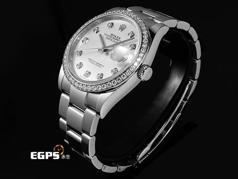 ROLEX 勞力士 DATEJUST 36 蠔式日誌型 126284RBR 白色珍珠貝母面盤 原廠鑲鑽外圈 鑽石時標 2025年新式保卡&nbsp;自動上鍊 36mm