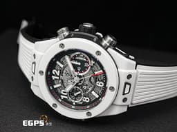 HUBLOT 宇舶 Big Bang Unico 45 White Ceramic 大爆炸 411.HX.1170.RX <font color="#f7f7f7">白陶瓷&nbsp;&nbsp;鏤空面盤</font> 三日鍊 飛返 計時碼錶&nbsp;<font color="#ff0000">2019年台灣公司貨</font>&nbsp;自動上鍊 45mm