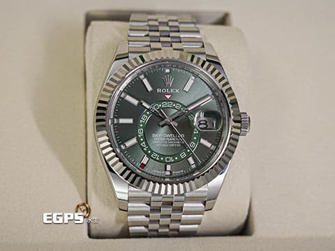 ROLEX 勞力士 Sky-Dweller 蠔式 天行者 336934 最新9002機芯 薄荷綠色面盤 沙羅系統 年曆錶 兩地時區 經典三角坑紋錶圈 2025年保單 紀念型（Jubilee）五銖錶帶 自動上鍊 42mm