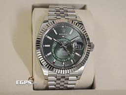 ROLEX 勞力士 Sky-Dweller 蠔式 天行者 336934 <font color="#00fa9a">最新9002機芯 薄荷綠色面盤</font> 沙羅系統 年曆錶 兩地時區 經典三角坑紋錶圈 <font color="#FF0000">2025年保單 紀念型（Jubilee）五銖錶帶</font> 自動上鍊 42mm