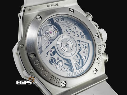 Hublot 宇舶 BIG BANG 大爆炸 Unico Titanium&nbsp;441.NE.2011.RW.1704 鈦金屬材質 原廠鑲嵌170顆鑽石錶殼（共0.8克拉） 126顆鑽石錶圈（共1.1克拉） 2024年電子保單 飛返計時碼錶 自動上鍊 42mm