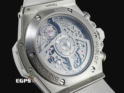 Hublot 宇舶 BIG BANG 大爆炸 Unico Titanium&nbsp;441.NE.2011.RW.1704 鈦金屬材質 <font color="#05f0f0">原廠鑲嵌170顆鑽石錶殼（共0.8克拉） 126顆鑽石錶圈（共1.1克拉）</font> <font color="#ff0000">2024年電子保單</font> 飛返計時碼錶 自動上鍊 42mm