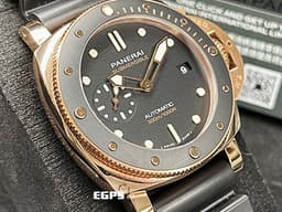 PANERAI 沛納海 Submersible PAM1164 三日鍊 玫瑰金 <font color="#FFE6D9">複合式材質錶殼</font> <font color="#FF0000">Goldtech玫瑰金材質、黑色陶瓷錶圈，小沛潛水錶款稀有的適合亞州人手腕的44mm黃金尺寸，2022年保單</font> 自動上鍊 44mm