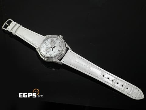 PATEK PHILIPPE 百達翡麗 PP錶 Annual Calendar 複雜功能計時系列 4937G/001 18K白金材質 年曆錶 月相顯示 原廠鑲嵌鑽石錶圈 珍珠貝殼面盤&nbsp;自動上鍊 37mm