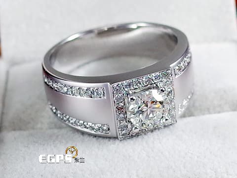 天然鑽石 白K金  圓鑽 主石1.15CT 天然真鑽 男戒 豪華配鑽 Ｋ金鑽戒