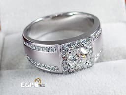 天然鑽石 白K金  圓鑽 主石1.15CT 天然真鑽 男戒 豪華配鑽 Ｋ金鑽戒