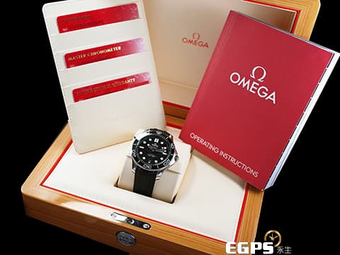 OMEGA 歐米茄 Seamaster 海馬系列 21032422001001 同軸擒縱  不鏽鋼材質&nbsp;黑色橡膠錶帶海馬 黑海馬 2019年保單  專業潛水錶300米防水 42mm