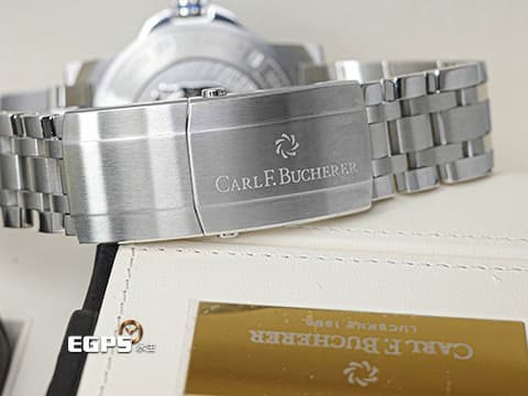Carl F. Bucherer 寶齊萊 Patravi ScubaTec 柏拉維 深潛 00.10632.23.53.21&nbsp;藍色雕紋面盤&nbsp;不鏽鋼 排氦氣閥&nbsp;2025年保卡 潛水錶 自動上鍊 44.6mm